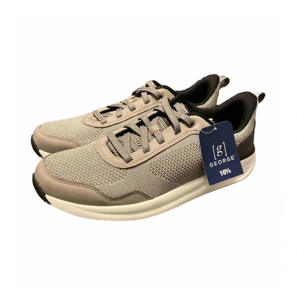 Mens‎ Gray and Black Low-Top Sneakers with Cushioned Sole George 10.5